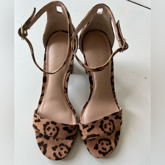 Kelly and Katie - Hailee Heel Brown Leopard Print Faux Leather Ankle Strap 8.5 - Picture 12 of 13